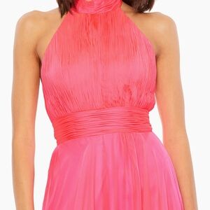 Mac Duggal Pink Chiffon Tiered Halter Gown